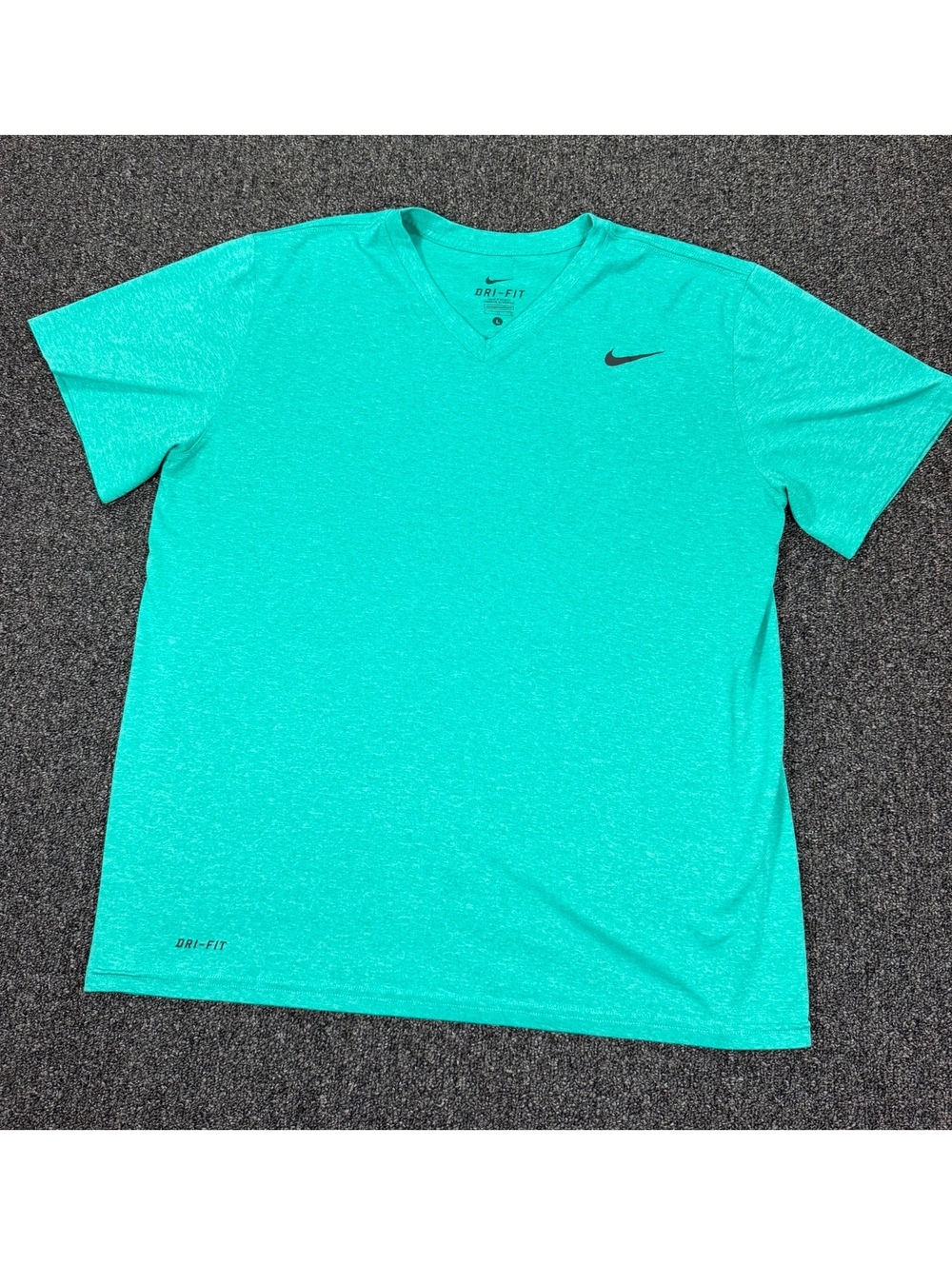 Nike Dri-FIT Men's V-Neck Athletic T-Shirt Large Aqua Green